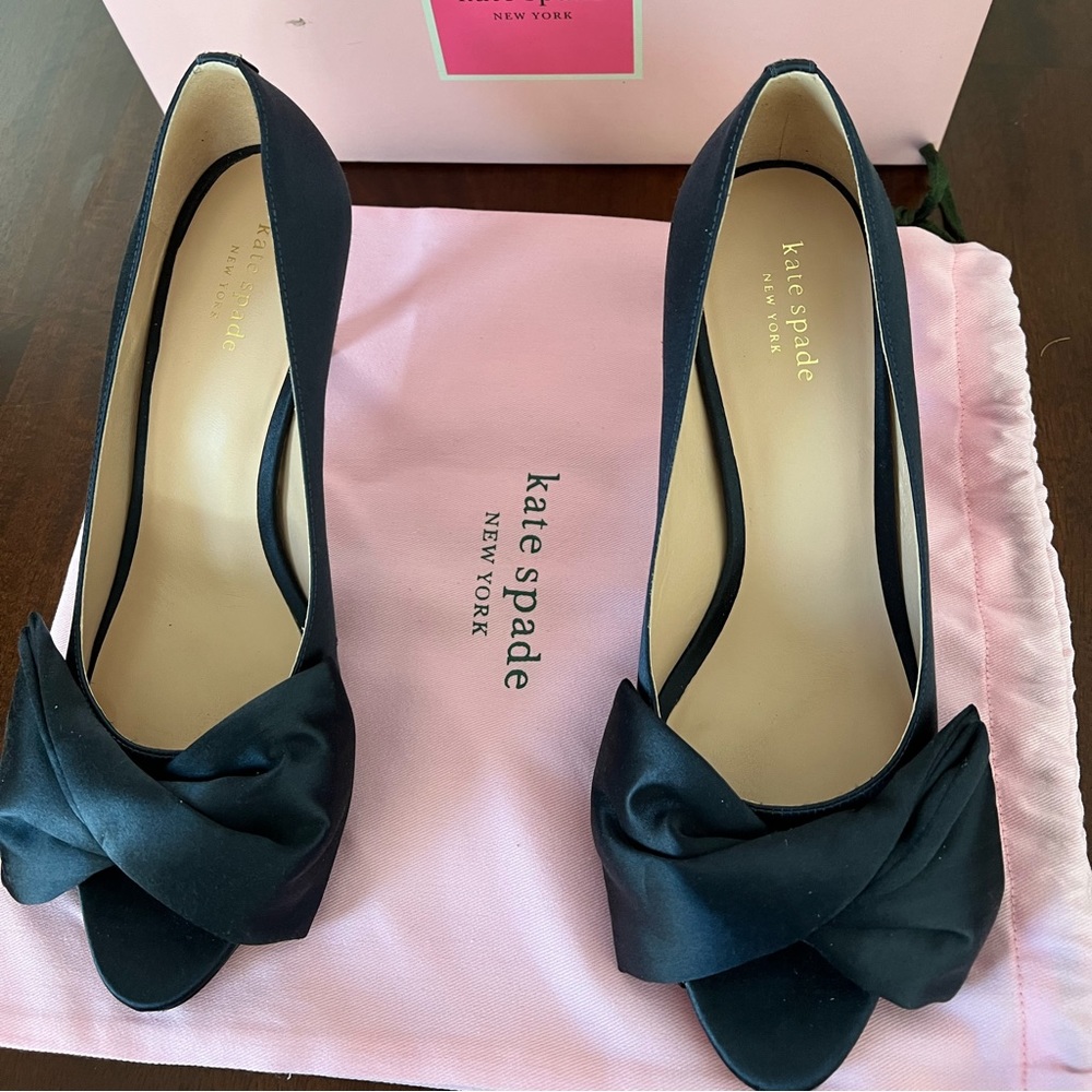 Kate Spade Crawford peep toe pump in navy